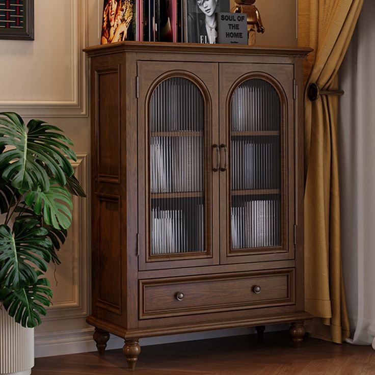 Vintage desinger Teakwood with glass doors books cabinet